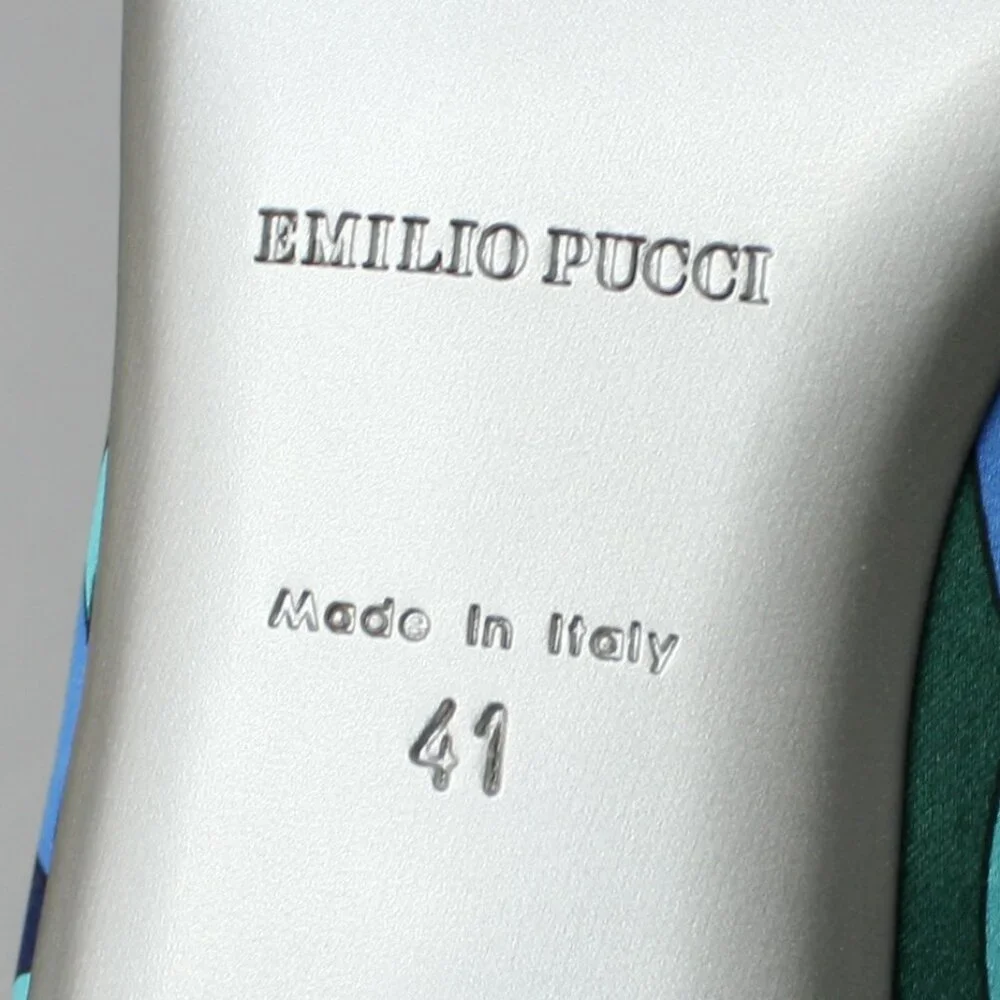 Emilio Pucci 41 Ladies 10.5-11 Blue Teal Silk Ballet Flats Low Heels Shoes Italy - Picture 11 of 12